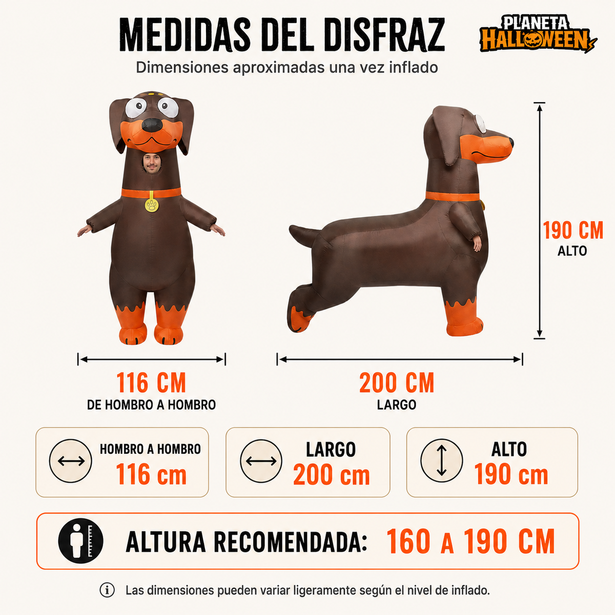 Disfraz Inflable Perro Salchicha